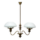 Mid-Century Brass Chandelier, Czechoslovakia, 1970s, Made in Jablonec Glass