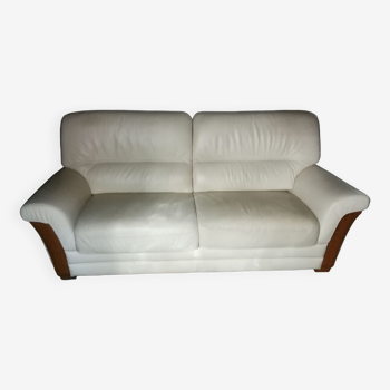 Vintage white leather sofa 60 years