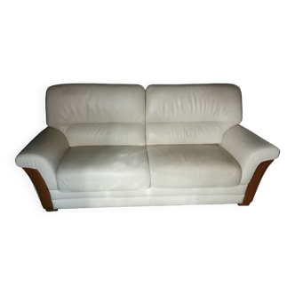 Canape cuir blanc vintage annees 60