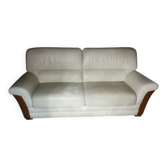 Vintage white leather sofa 60 years