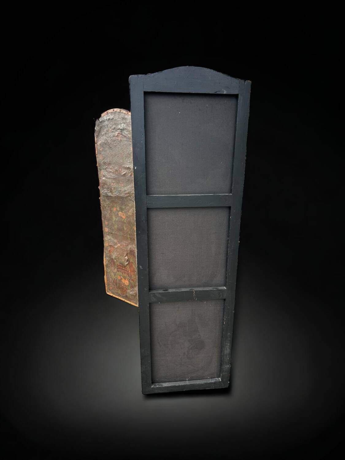 Large Four-Leaf Screen In Cordoba Leather From The Late 18th Century H 188 Cm
