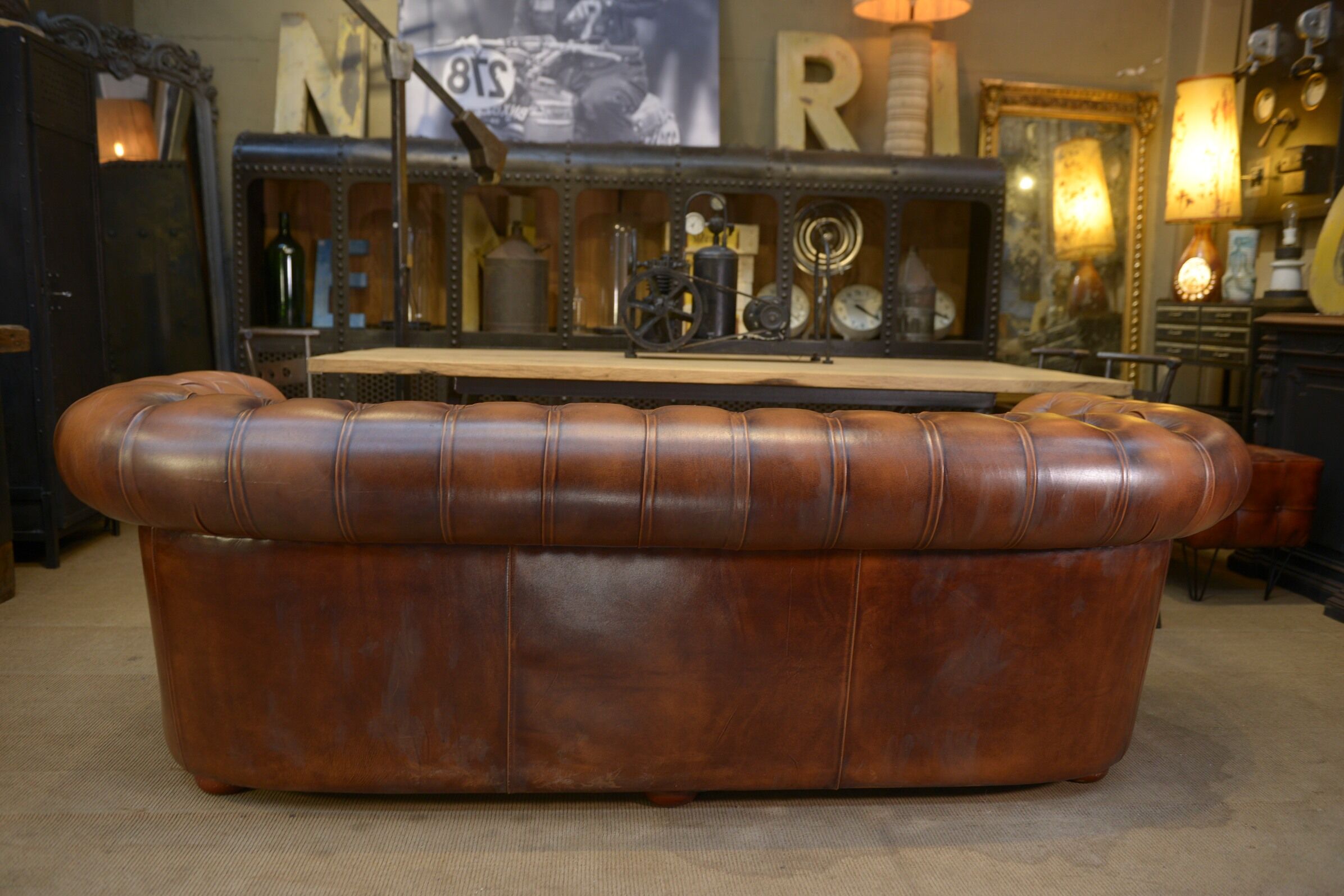Chesterfield sofa 3 seater Vintage brown leather