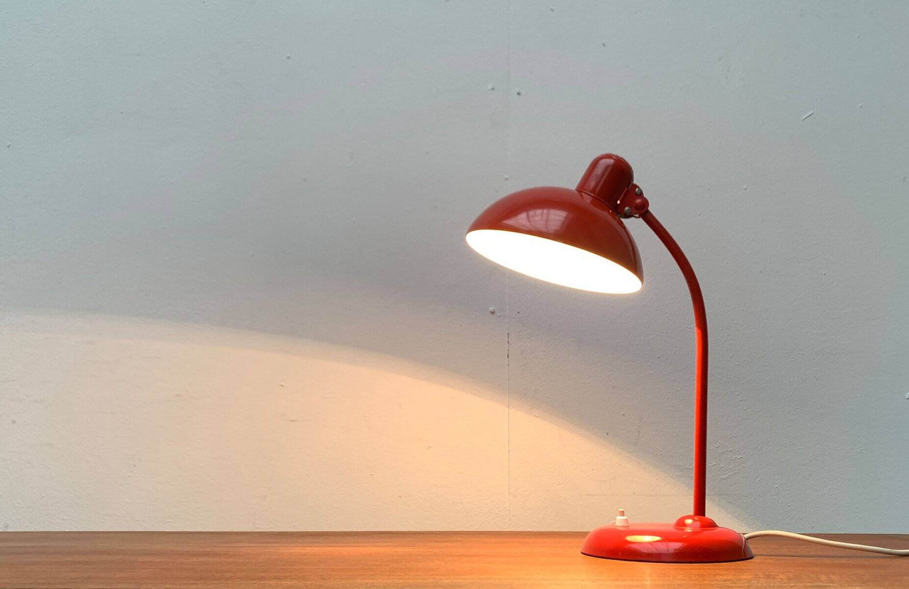 Red German table lamp mid-century 6556 by Christian Dell for Kaiser Idell, 1960s