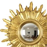 Golden Sunburst Mirror Sun Mirror Wood Convex Witch Mirror Sixties