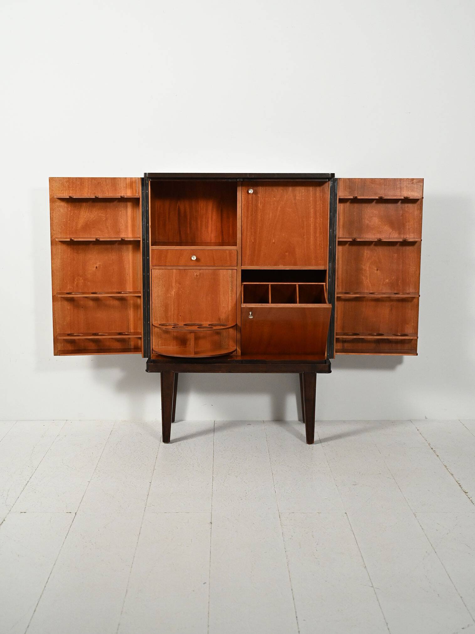 Scandinavian 1940s bar cabinet with inlays