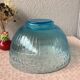 Salad bowl in molded glass pressed art deco fluorescent blue