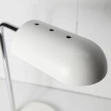 Table lamp in metal and gray porcelain from 1960, original articulated and restored