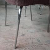 Set of 4 designer chairs from the 60s, chrome and fabrics