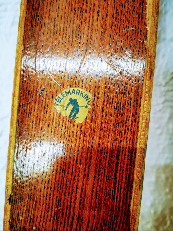 Pair of old wooden skis