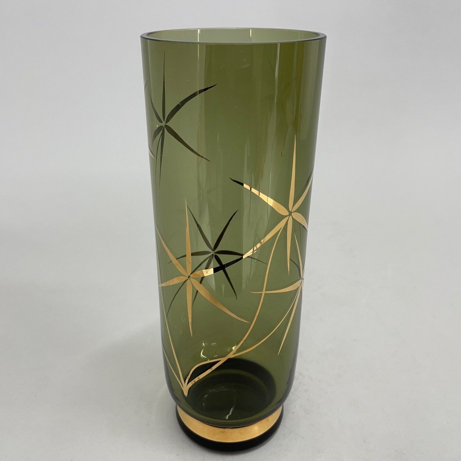 Vase vintage des années 1960 à décor doré, Tchécoslovaquie