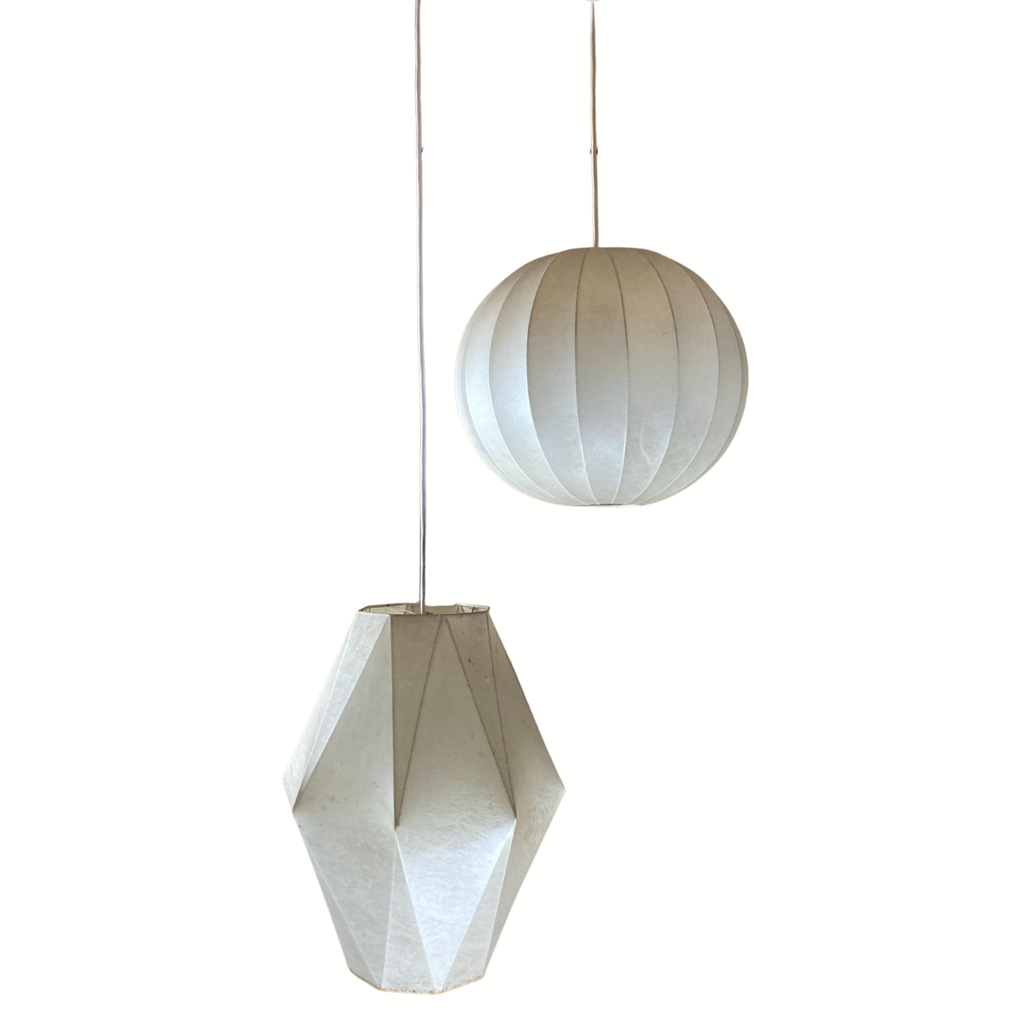 Pair space age cocoon hanging lamps, Germany 1960s