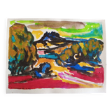 Pierre Lacroux (1909-1993) Gouache on paper 24 x 32 cm - from 1989 - (303)