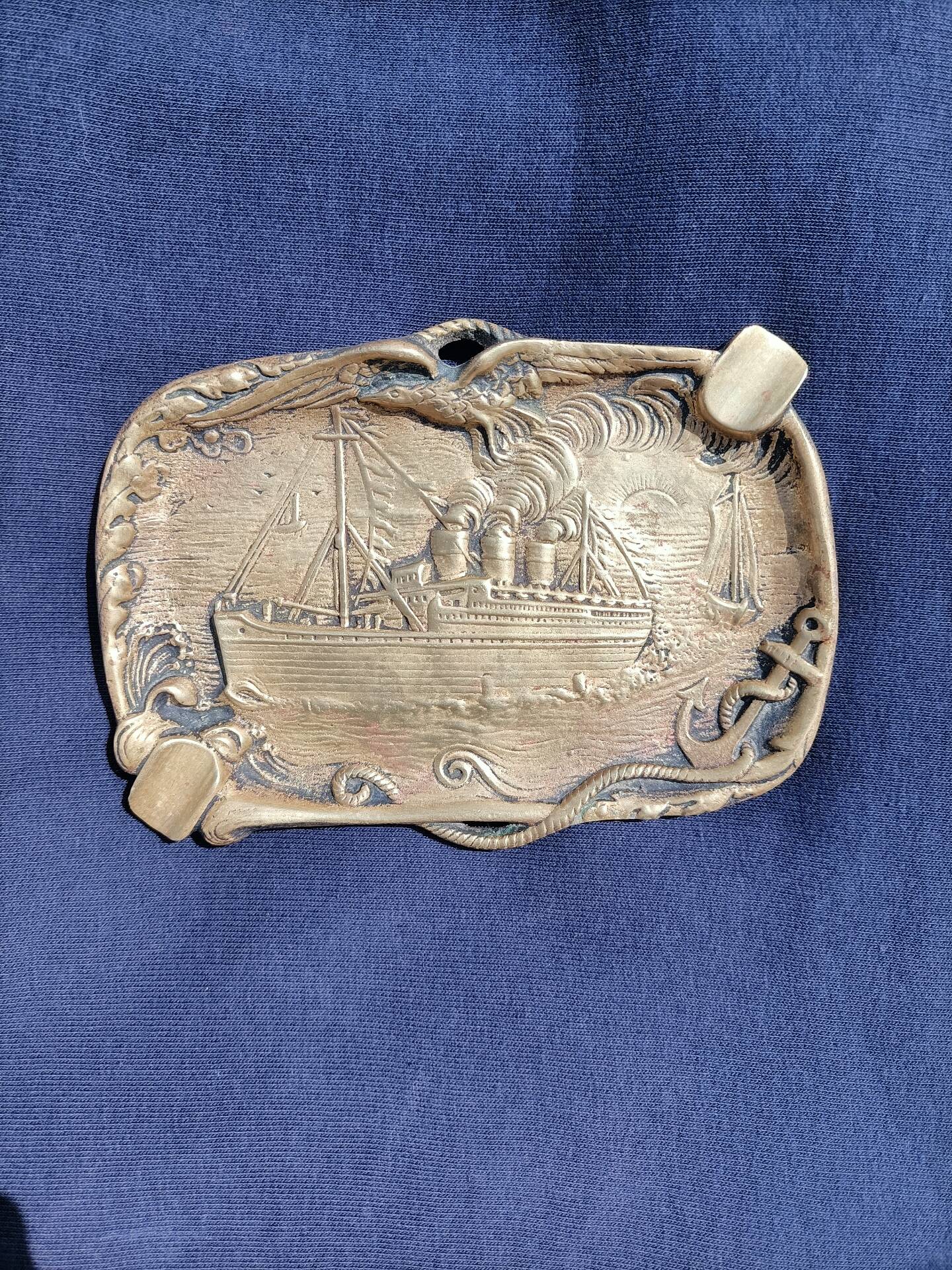 Vintage Brass Ashtray Boats Eagle 💐