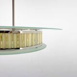 1940s Rare Italian Chrome & Glass  Chandelier, Restored