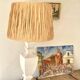 Wood and plaster lamp, new 2M cable, raffia lampshade