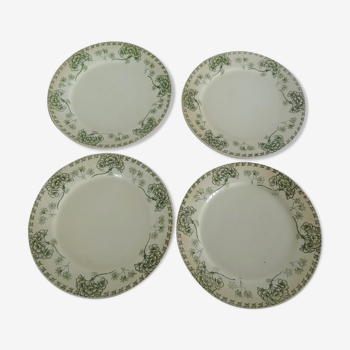 Set of 4 flat plates in earthenware of Sarreguemines palmyra pattern