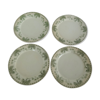Set of 4 flat plates in earthenware of Sarreguemines palmyra pattern