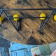 Vintage coat rack Roger Feraud with 4 yellow ball hooks.
