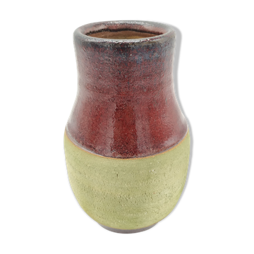 Vase suédois en grès pistache et sang de boeuf