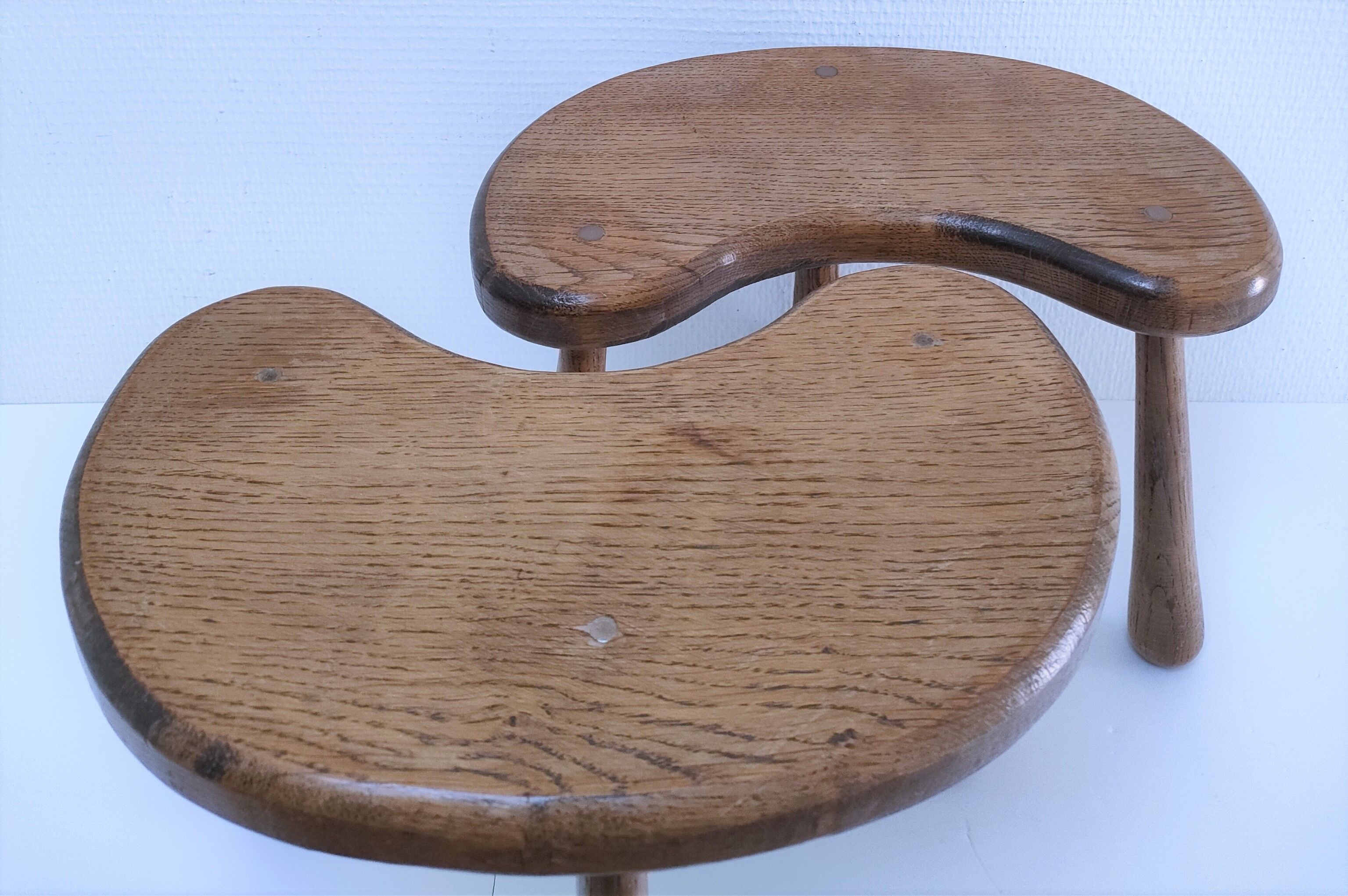 Pair of tripod stools feet solid wood solid wood vintage design