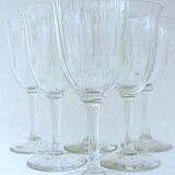 Suite of six standing glasses in colorless crystal with port, sherry or commandaria