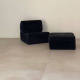 Chauffeuse vintage et pouf