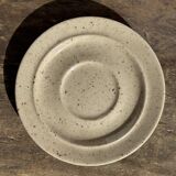 Set of 4 vintage speckled beige stoneware coffee cups.