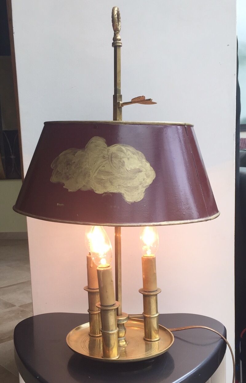 XIXth Kettle lamp with three lights in gilt bronze and brass.