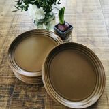 8 flat plates sandstone Sarreguemines collection art workshop 70s