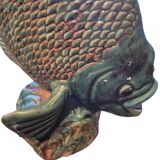 glazed stoneware fish sculpture signed Asian late 19th early 20th century
