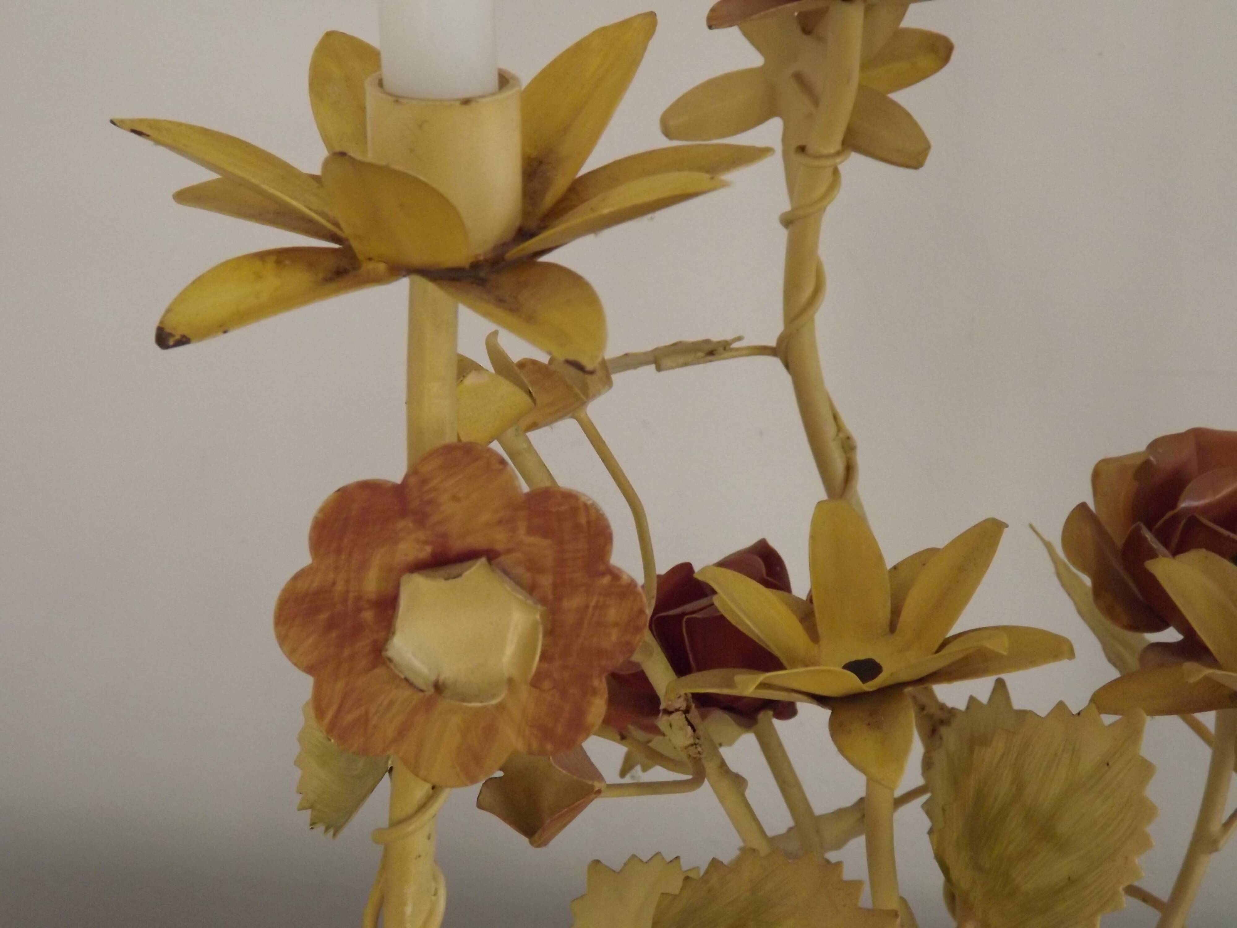 Large Vintage French FloralThree Arm Candelabra – Tied Bouquet Style
