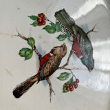 Old oval dish in Badonviller earthenware, decorated with Les Oiseaux.