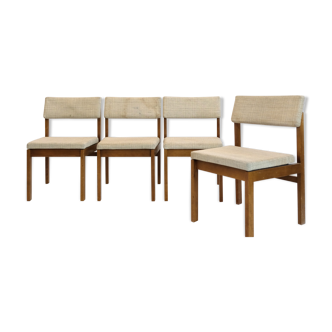 Suite de quatre chaises en bois et draps de laine par Willy Guhl, 1959