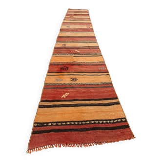 Kilim étroit turc 358x55 cm shabby chic, kelim vintage