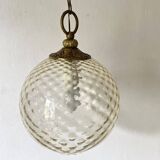 Vintage amber glass ball pendant light