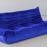 Togo living room set in blue velvet by Michel Ducaroy for Ligne Roset, 1979, set of 5