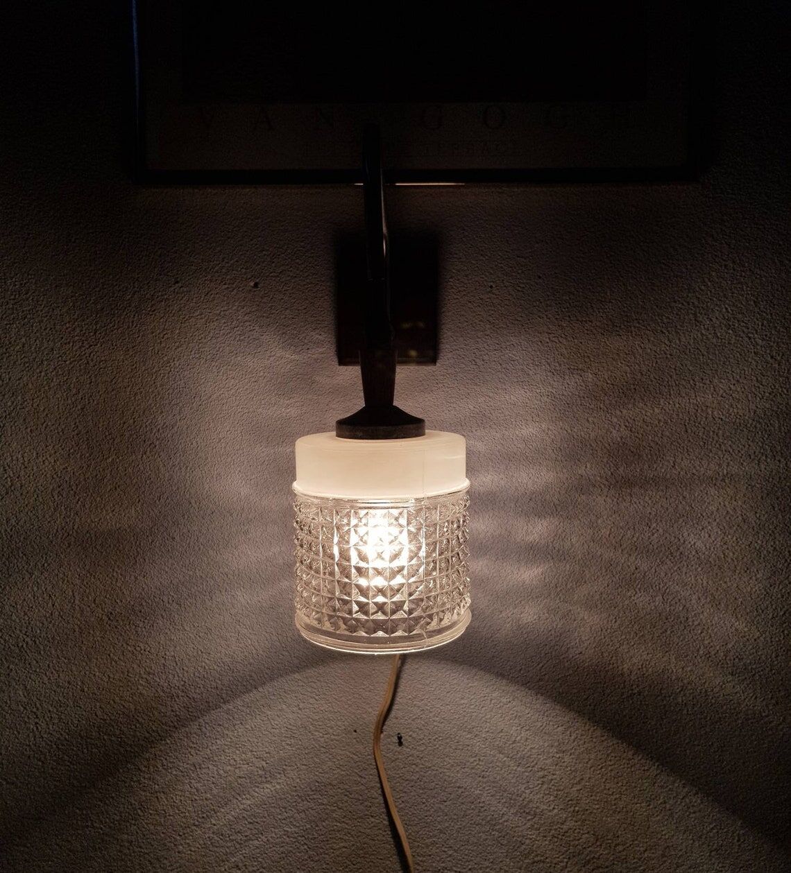 Wall lamp in wood and chrome glass 70s