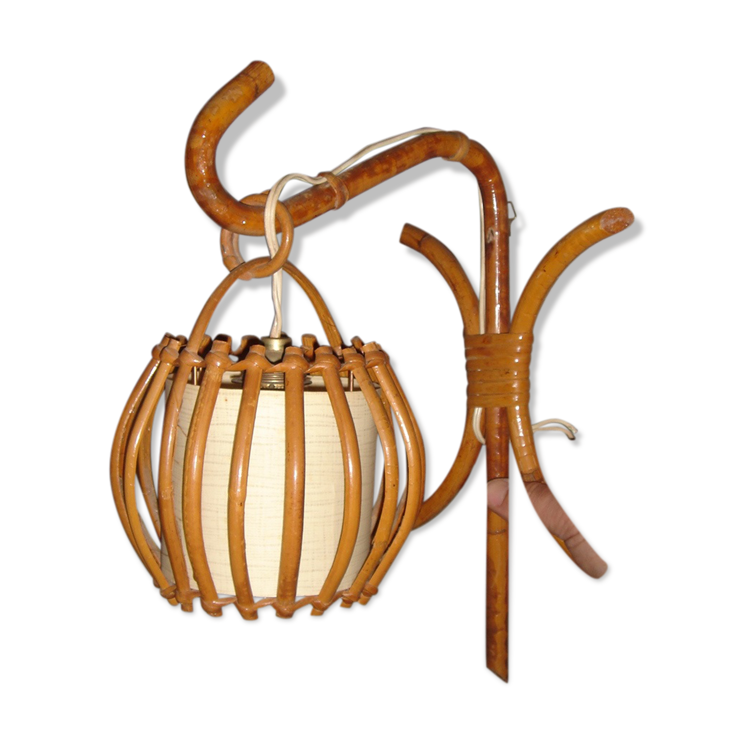 1960 rattan wall light