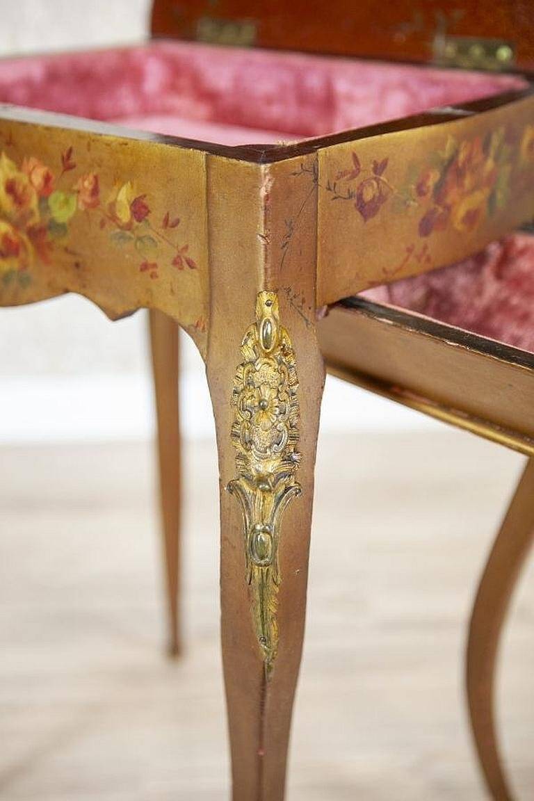 Mahogany Sewing Table with Brass Details, 1890s