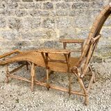Old rattan chaise longue 20th century