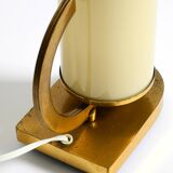 Rare and beautiful 1940s brass table lamp with opal glass shade