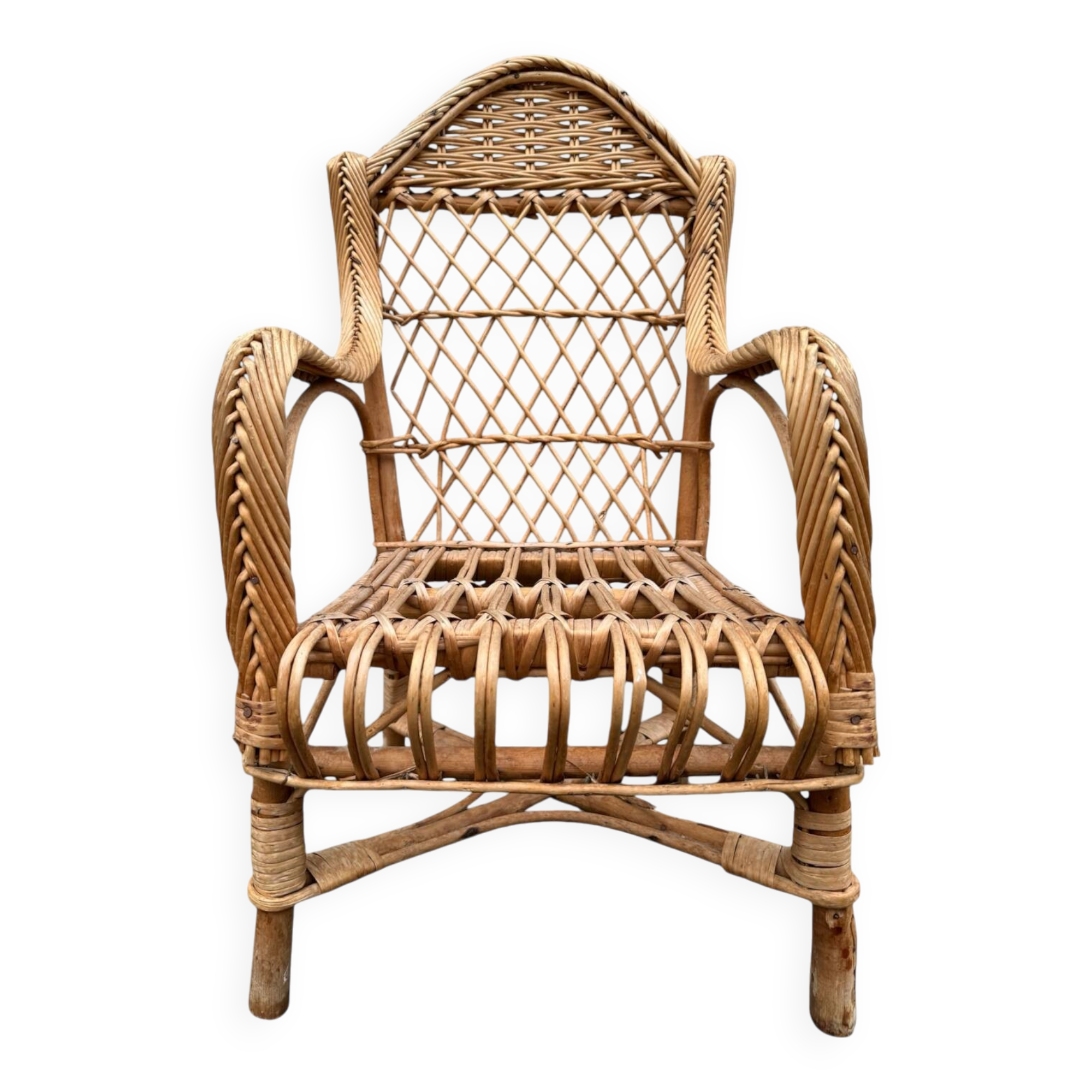1950s Rattan Child's Armchair
