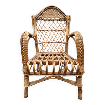 Fauteuil d’enfant en Rotin des années 50