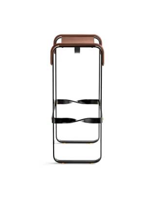 Pair of metal brown and black stools without a backrest.