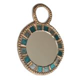 Miroir en plomb et en verre bleu de Irena Jaworska, années 60