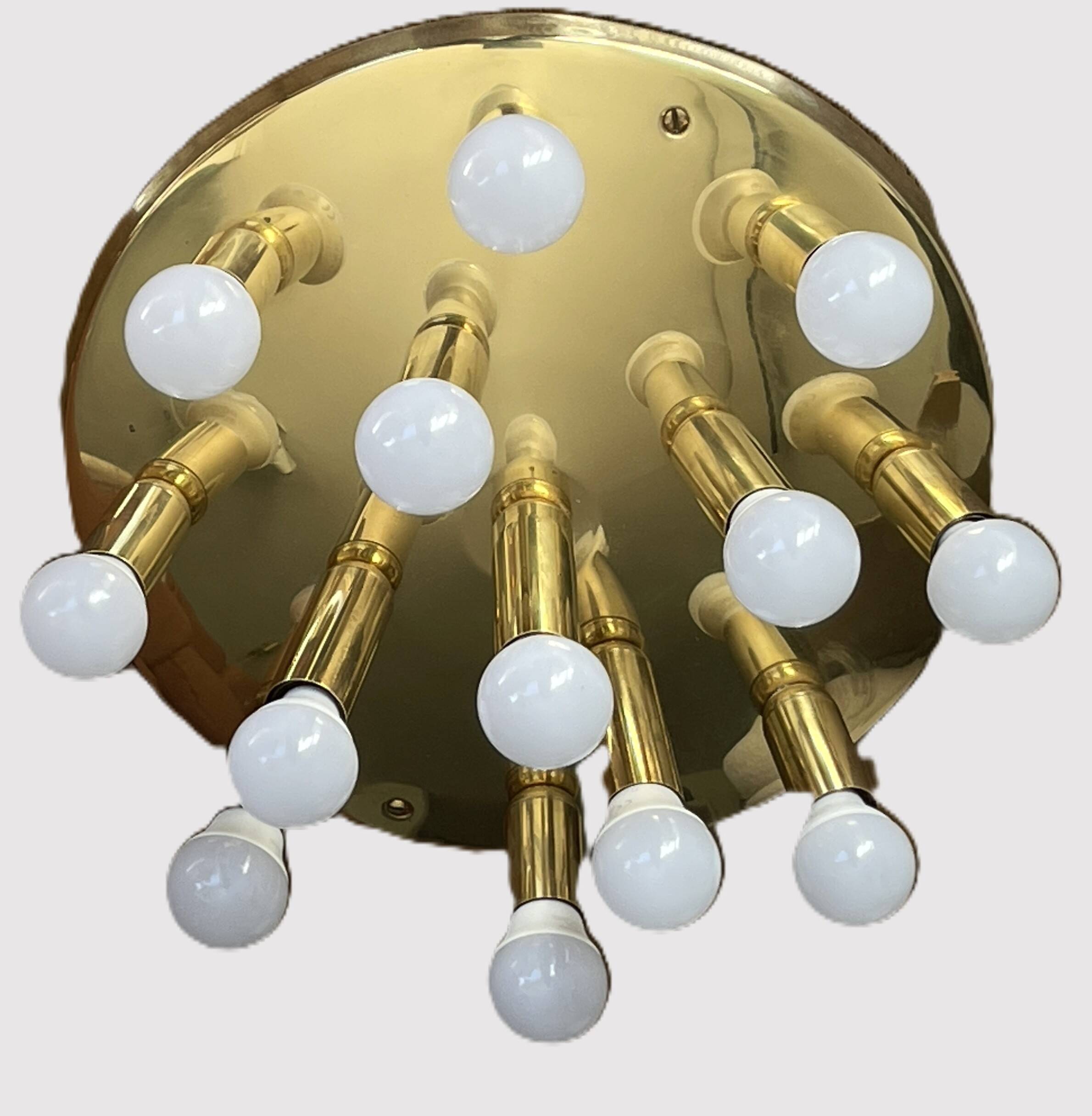 Brass ceiling light with 13 lights – TZ Leuchten, Germany, 1980