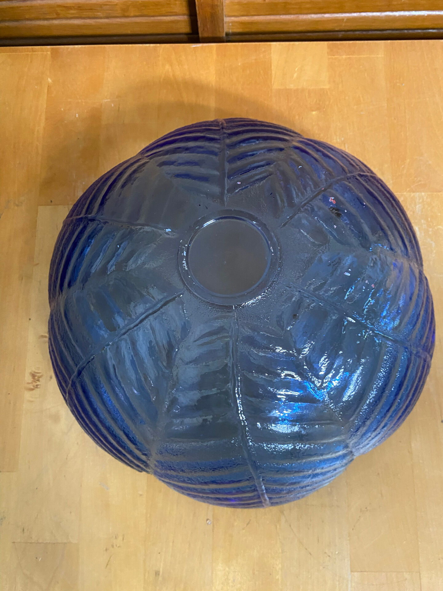 Set of 3 Cobalt Blue Moulded Glass Bowls in Flower Petal Shape Vintage