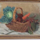 Original Swedish Oil on Canvas “Vegetable Basket” – G Wald Vintage
