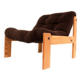 Vintage Brutalist 70s armchair with brown upholstery