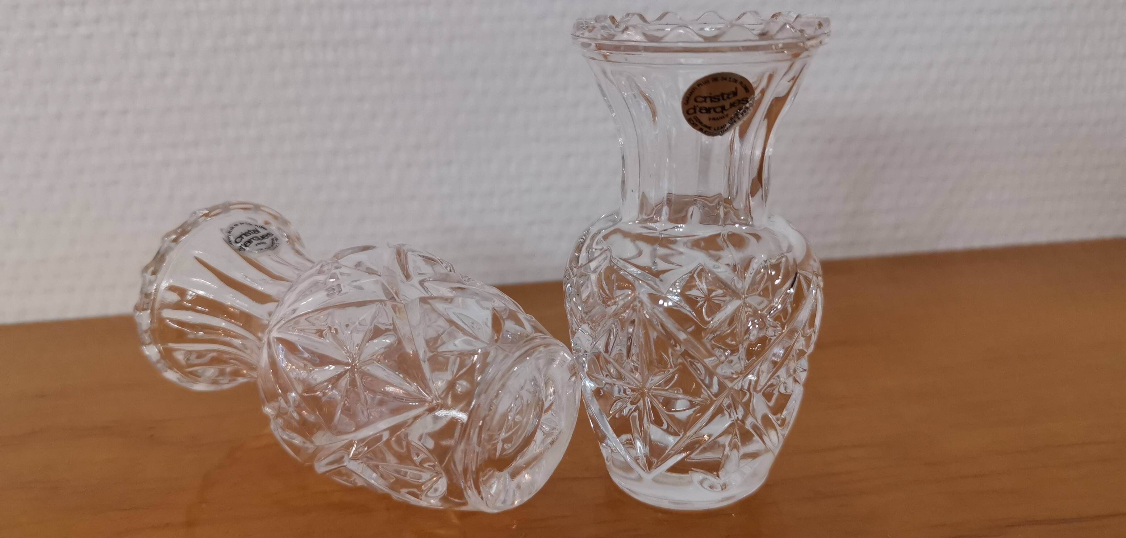 2 bougeoirs en en cristal d'Arques